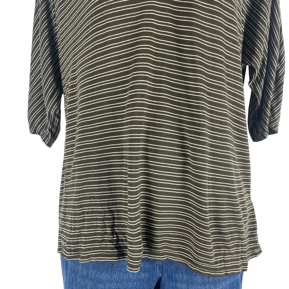 Soft Joie 3/4 Dolman Sleeves V Neck Striped Casual Top Green Size XS - Picture 4 of 8
